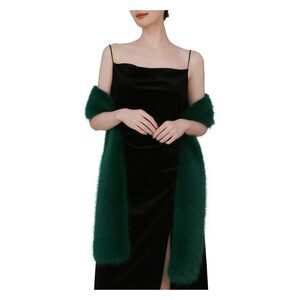 8564 71" X 6" Faux Fur Long Scarf For Women – Soft Plush Winter